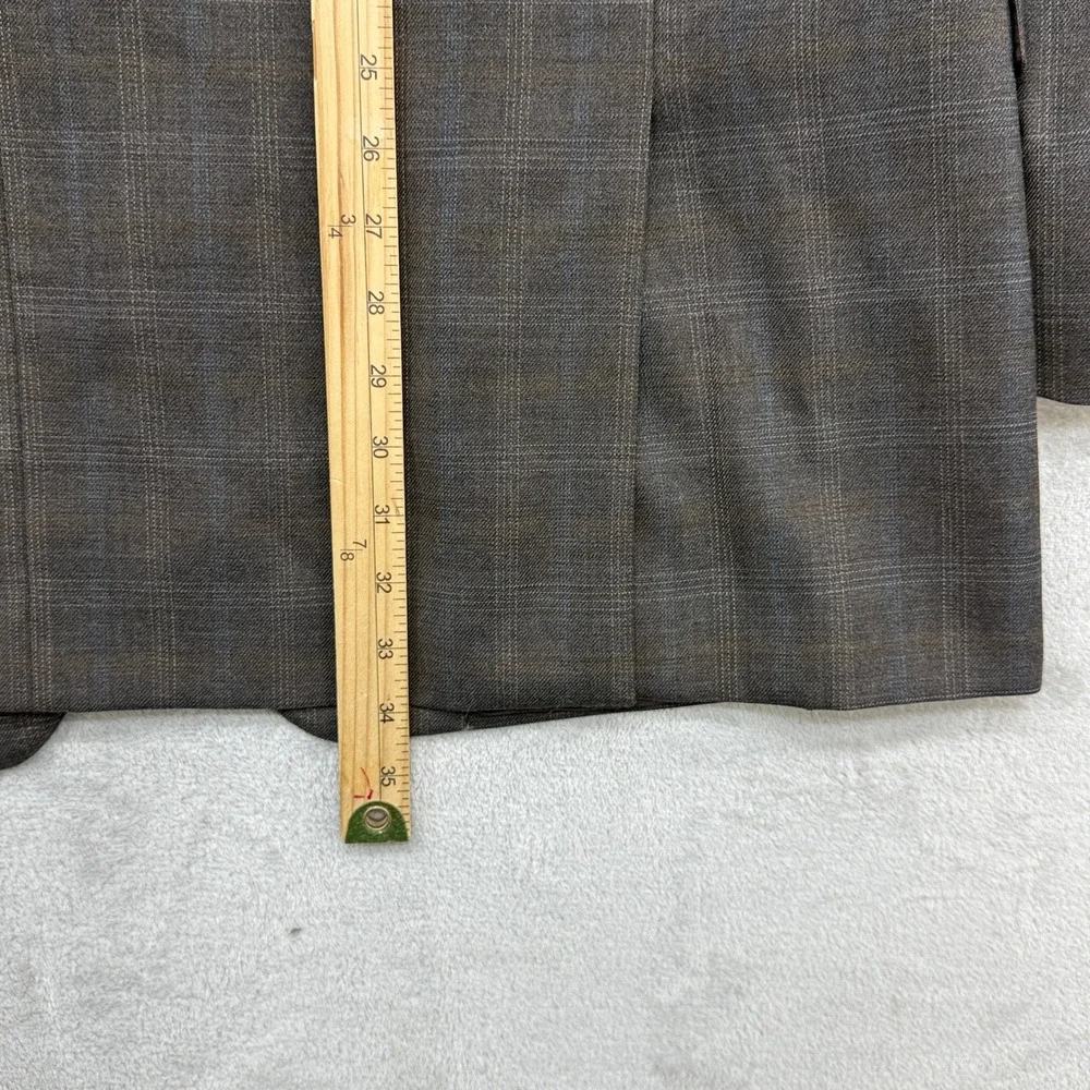 Joseph Abboud Sport Coat Mens 48L Brown Plaid 100% Wool 3 Button Blazer 1417/1